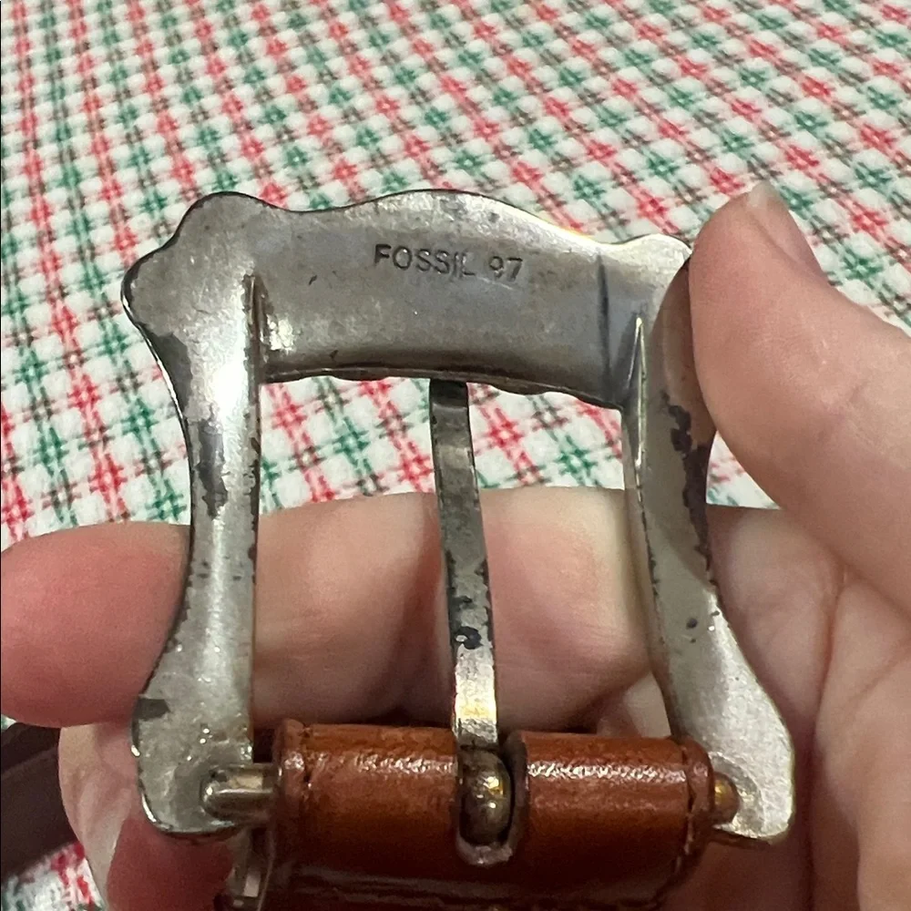 Fossil Vintage 1997 Leather and Silver Belt